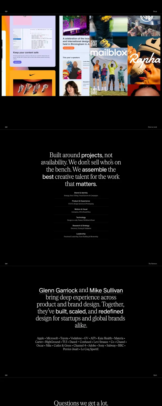 Garriock & Co. Portfolio Landing, minimal, editorial, dark