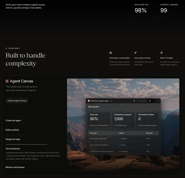 Giga agent complexity and canvas feature, dark-mode, minimal, dark