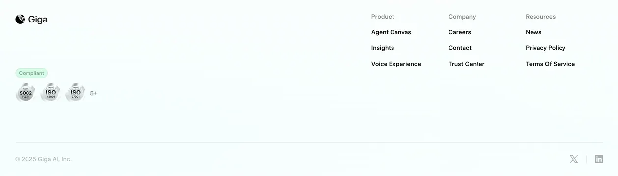 Giga light corporate footer, minimal, light-mode, light