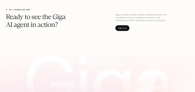 Giga light split demo CTA, light-mode, minimal, light