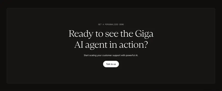 Giga dark centered demo CTA, dark-mode, minimal, dark