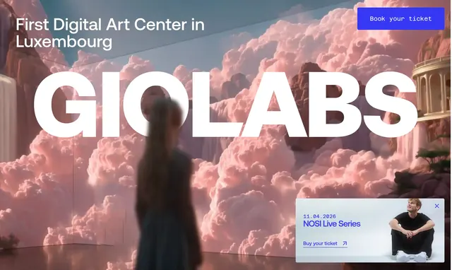 GIOLABS immersive digital art hero, dark-mode, minimal, dark