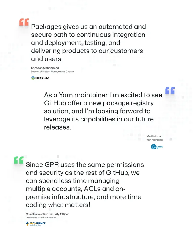 GitHub Packages staggered quote grid, minimal, light-mode, light