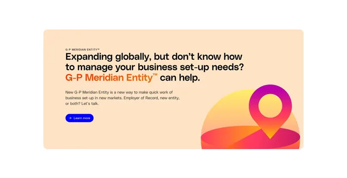 Globalization Partners Meridian Advisor CTA, light-mode, gradient-heavy, light