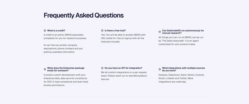 Godmode FAQs Section, light-mode, minimal, light
