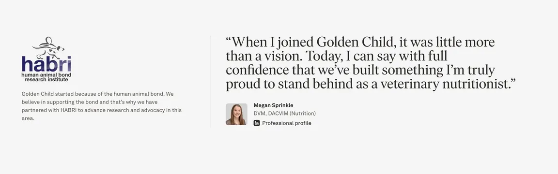 Golden Child HABRI expert testimonial, minimal, light-mode, light