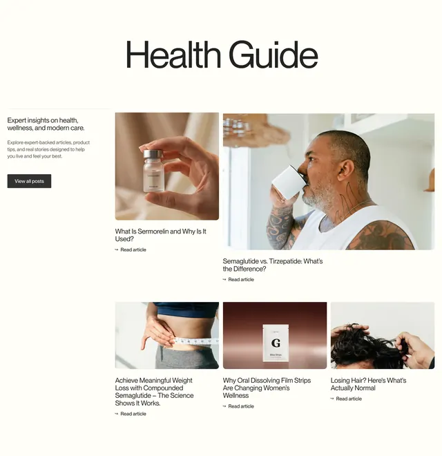 Good Life asymmetric health guide grid, minimal, light-mode, light