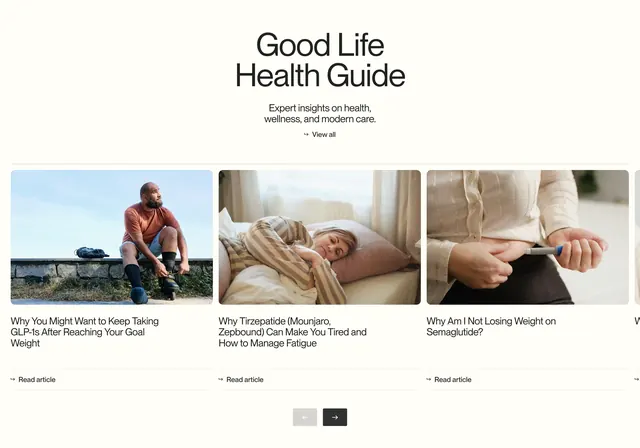 Good Life health guide article carousel, minimal, light-mode, light