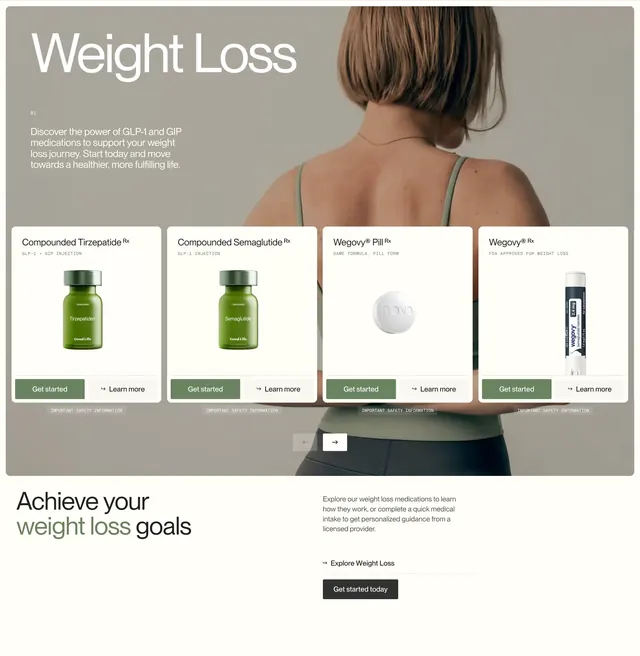 Good Life weight loss product carousel, minimal, light-mode, light