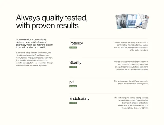 Good Life quality testing feature list, minimal, light-mode, light