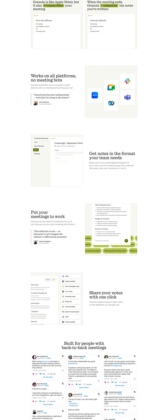 Granola AI Notepad, minimal, editorial, light