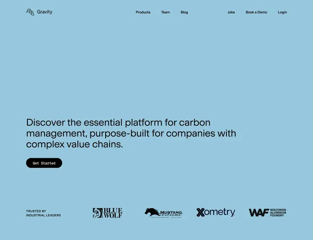 Gravity industrial carbon platform hero, minimal, swiss, light