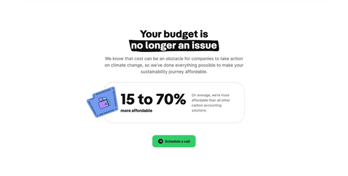 Greenly budget affordability CTA, minimal, playful, light
