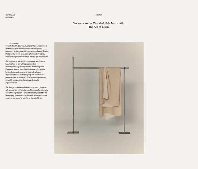 Hale Mercantile brand philosophy about, light-mode, minimal, light