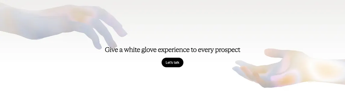 Handhold white glove experience hero, light-mode, minimal, light