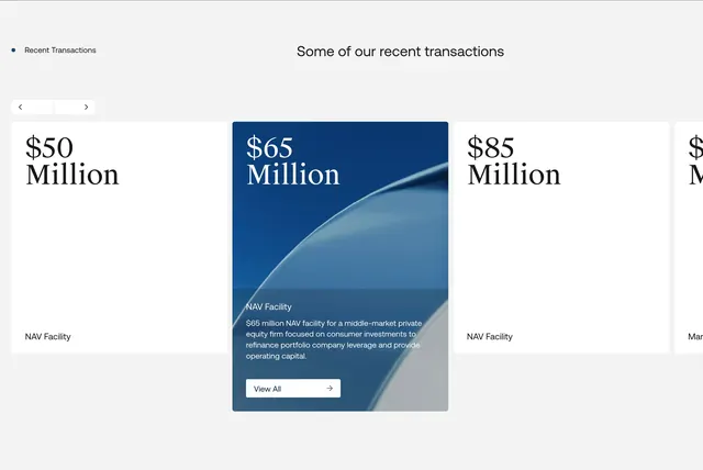 Hark Capital transactions carousel cards, light-mode, minimal, light