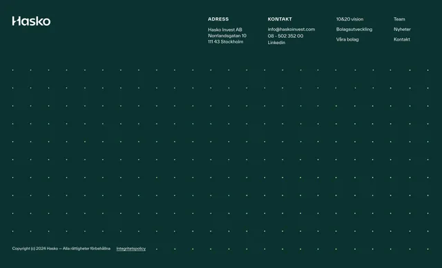 Hasko dark green dotted footer, minimal, dark-mode, dark