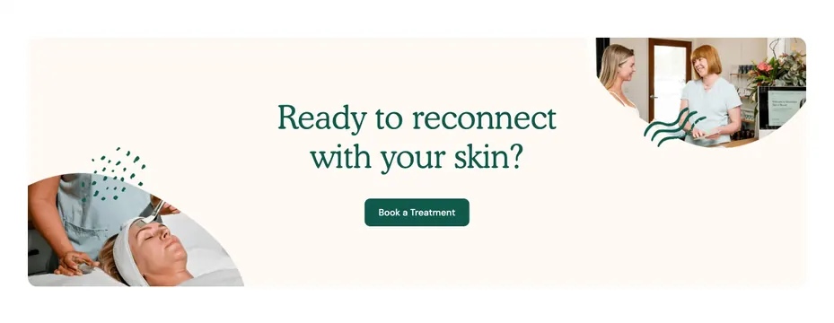 Hawthorne Skin rounded booking CTA banner, minimal, light-mode, light