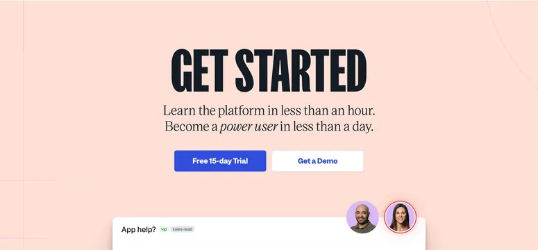 Help Scout get started CTA with UI peek, light-mode, minimal, light