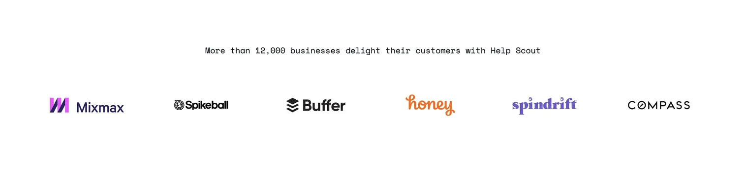 Help Scout customer logo strip, minimal, light-mode, light