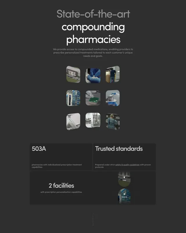 Hers compounding pharmacies dark bento, dark-mode, minimal, dark