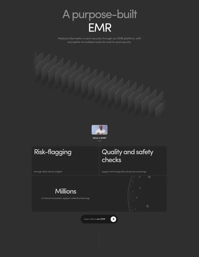 Hers purpose-built EMR dark feature, dark-mode, minimal, dark