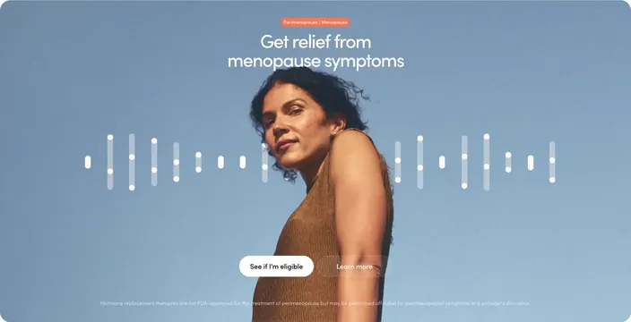Hers menopause relief sky CTA, minimal, light-mode, light