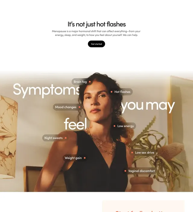 Hers menopause symptoms tagged hero, editorial, minimal, light