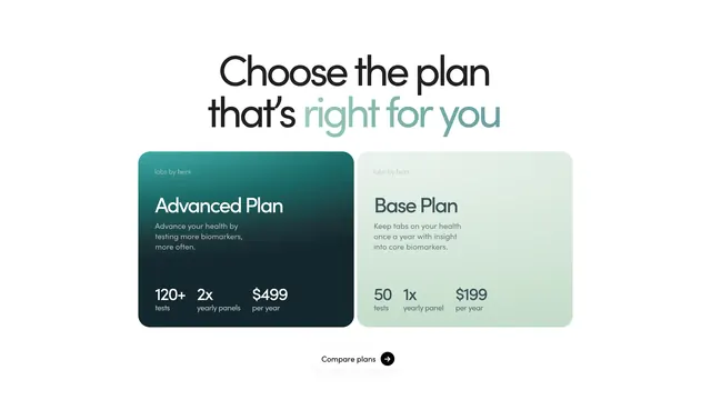 Hers Labs Advanced and Base pricing, minimal, light-mode, light