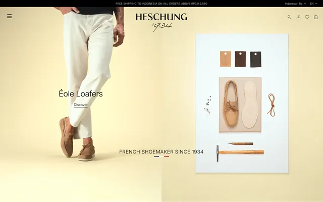 Heschung Eole loafers split hero, minimal, editorial, light