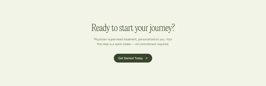 Heva journey start CTA, minimal, editorial, light