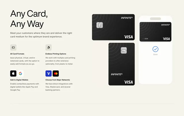 Highnote any card any way feature, minimal, corporate-clean, light