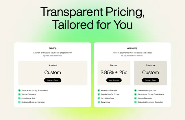 Highnote two-panel gradient pricing, light-mode, gradient-heavy, light