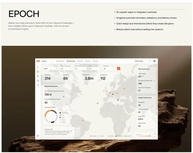 Holocene EPOCH dashboard over landscape, minimal, light-mode, light