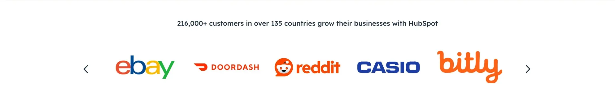 HubSpot customer logo carousel, minimal, light-mode, light