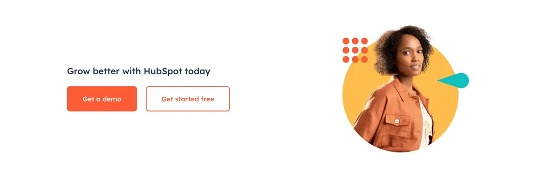 HubSpot grow better demo CTA, minimal, light-mode, light