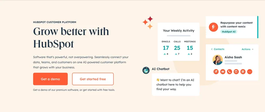 HubSpot Customer Platform hero, minimal, light-mode, light
