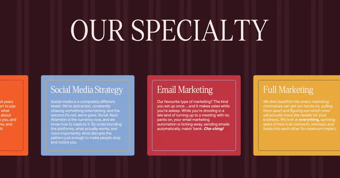 Idyllic specialty services carousel, editorial, dark-mode, dark