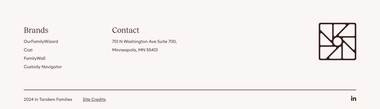 In Tandem minimal corporate footer, minimal, light-mode, light