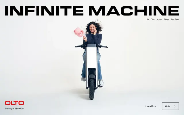 Infinite Machine Olto launch hero, minimal, light-mode, light
