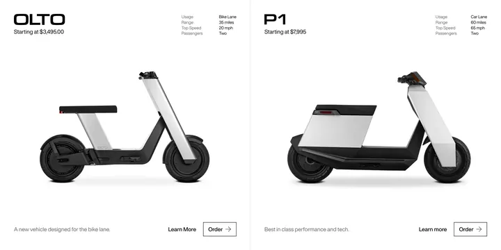Infinite Machine Olto vs P1 comparison, minimal, light-mode, light