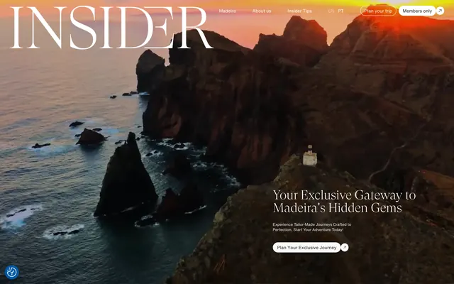 Insider coastal sunset travel hero, editorial, luxury, dark