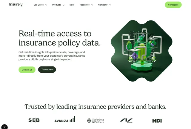Insurely insurance data hero, minimal, 3d-render, light