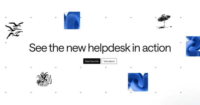 Intercom helpdesk decorative CTA, minimal, playful, light