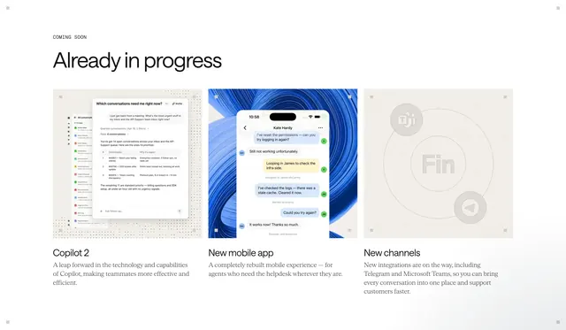 Intercom coming soon roadmap grid, minimal, corporate-clean, light