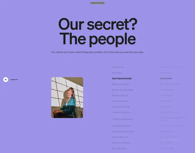 IVENTIONS interactive team directory, minimal, editorial, light