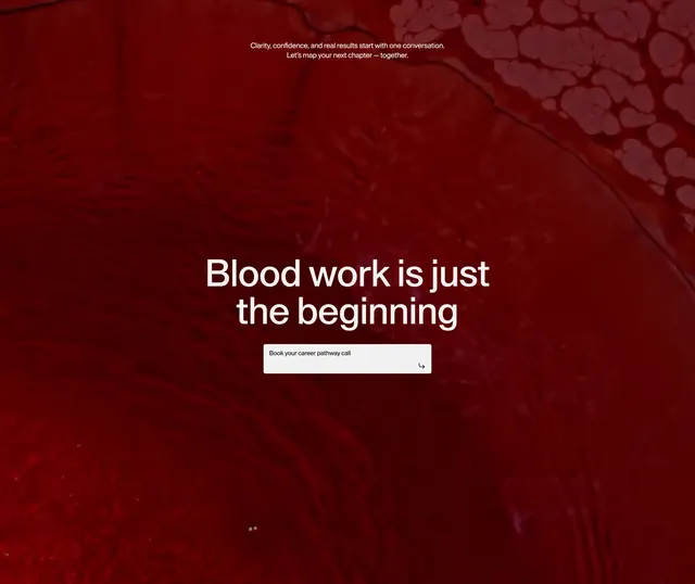 IOH blood work career CTA, dark-mode, minimal, dark