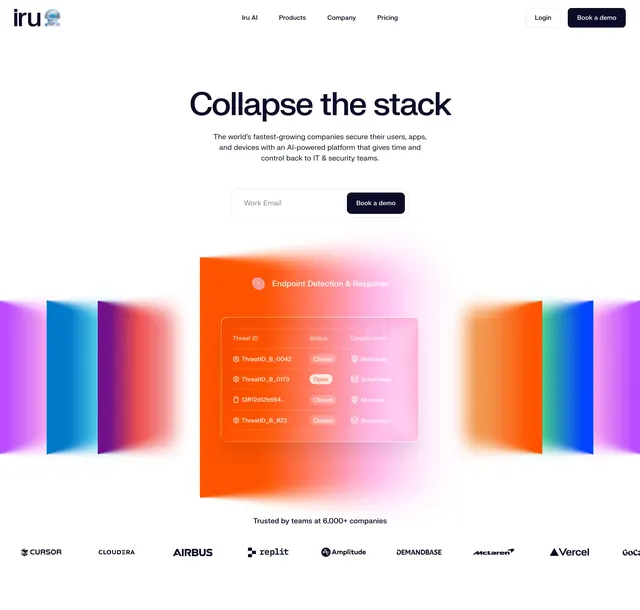 Iru Collapse the stack hero, minimal, corporate-clean, light
