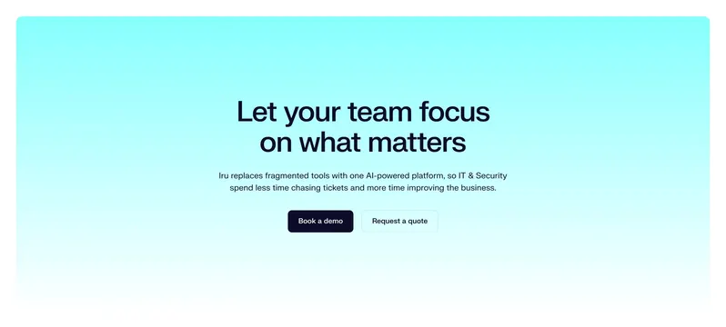 Iru focus on what matters CTA, minimal, corporate-clean, light