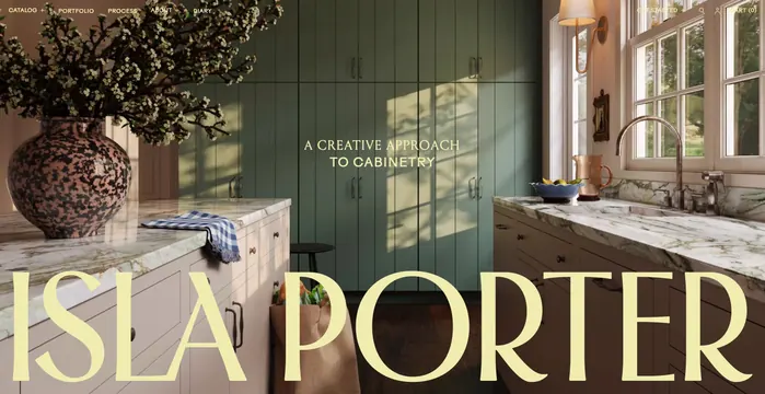 Isla Porter cabinetry kitchen hero, editorial, luxury, light